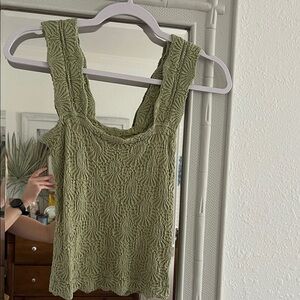 Free People Textured Green Sleeveless Top